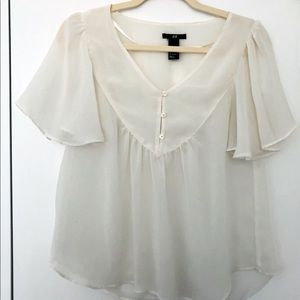 H&M Chiffon-y Ivory Sheer Blouse | Size 6